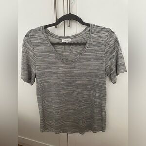 Reiss blouse color gray white striped size S with short sleeves